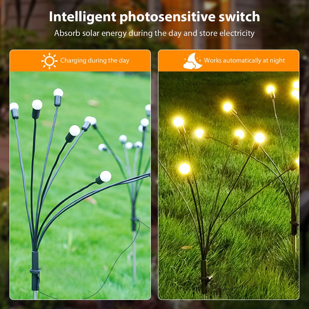 8LED Firefly Firework Landscape Lamp IP65 Waterproof Solar Decorative Light Lighting Ornaments 1200mAh Home Decor for Yard Patio