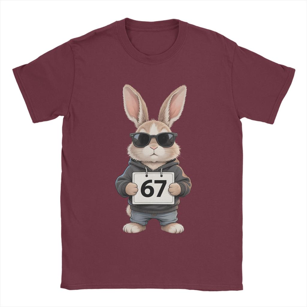 Vintage Funny Six Seven Rabbit Bunny Sunglasses Easter TShirt for Unisex Round Neck Cotton T Shirts Short Sleeve Tee Shirt