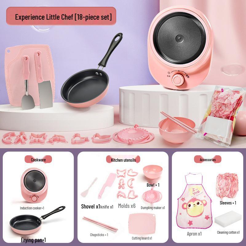 Mini Kitchen Play Set for Baby Girls - Real Cooking Playhouse Toy Birthday Gift