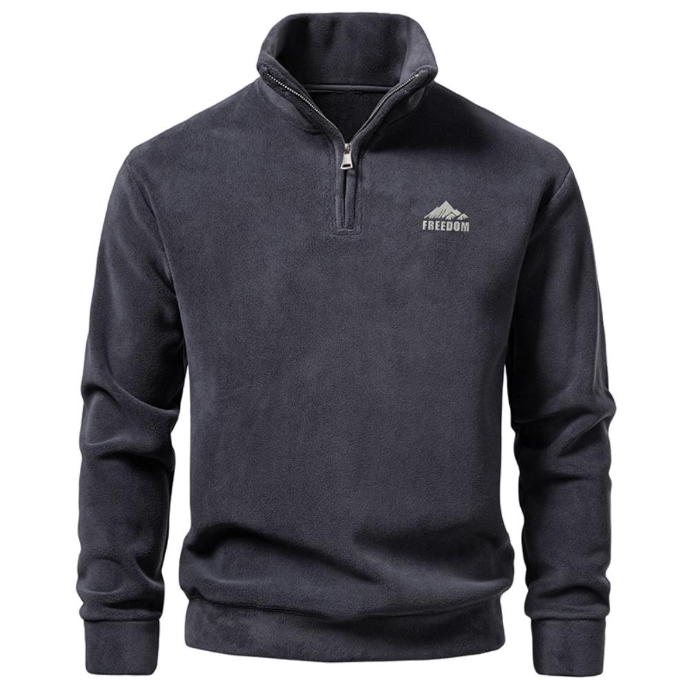 The New Men's Pullover with A Half-zipper Hoodless Sweatshirt for Autumn and Winter Is A Versatile Thickened Coat