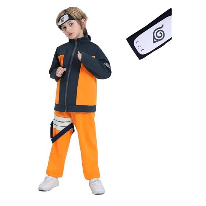 Uzumaki Akatsuki Cosplay Boys Girls Uzumaki Jacket Pants Headband Wig Props Child Uniform Kunai Halloween Costume
