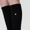 Heart Charm Wool Knee Socks - Black