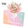 Floral Bouquet Greeting Card 10Pcs 3D Flower Thank You Card, Best Wishes Note Cards Appreciation Gifts for Anniversary, Mother's Day, Teachers'