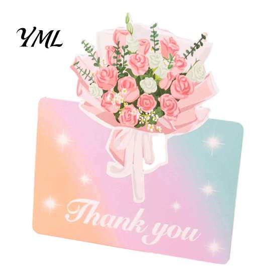 Floral Bouquet Greeting Card 10Pcs 3D Flower Thank You Card, Best Wishes Note Cards Appreciation Gifts for Anniversary, Mother's Day, Teachers'