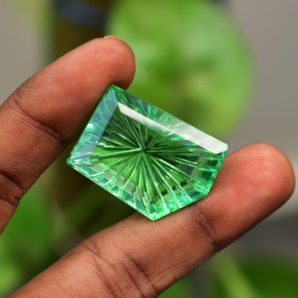 29x20mm LIMITED Fancy Cut NATURAL Green Topaz Loose Gemstone