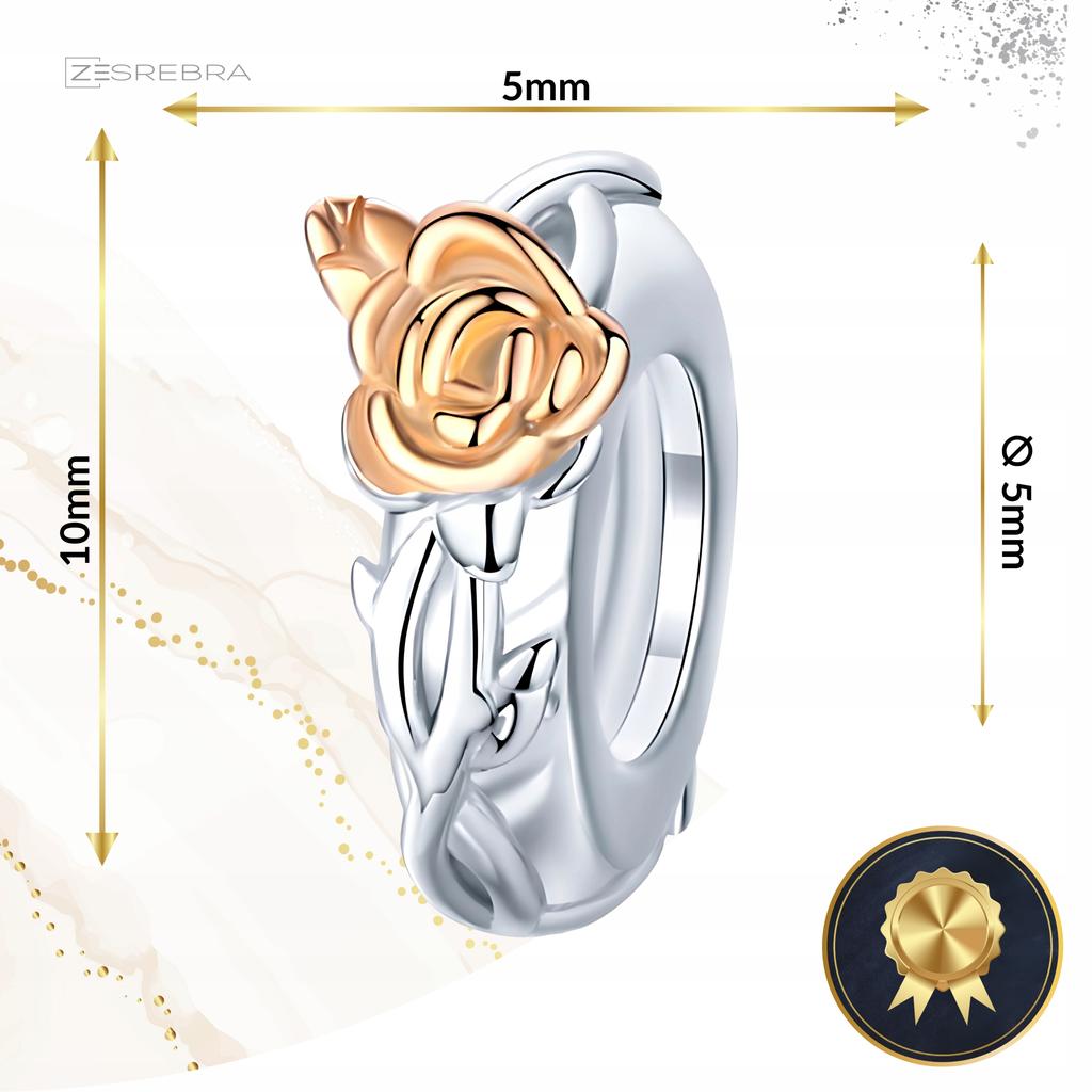 Charms With Rose 925 Bead Pendant S925 Plated Beads Twig