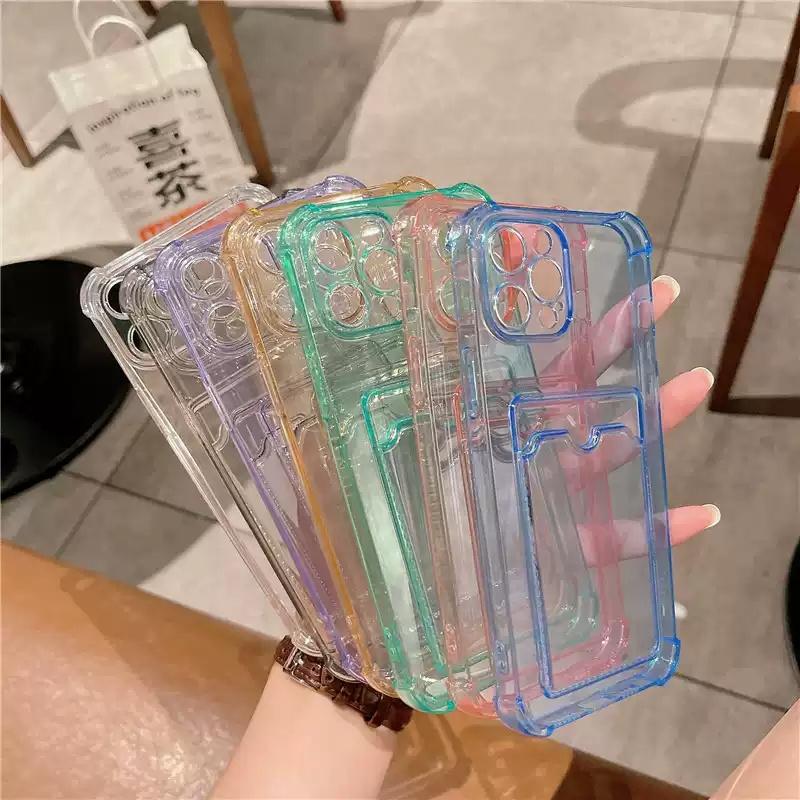 Shockproof Clear Card Bag Phone Case For Iphone 14 13 11 12 Pro Max 13pro Xr Xs Max X 7 8 Plus 11 Transparent Soft Bumper Cover