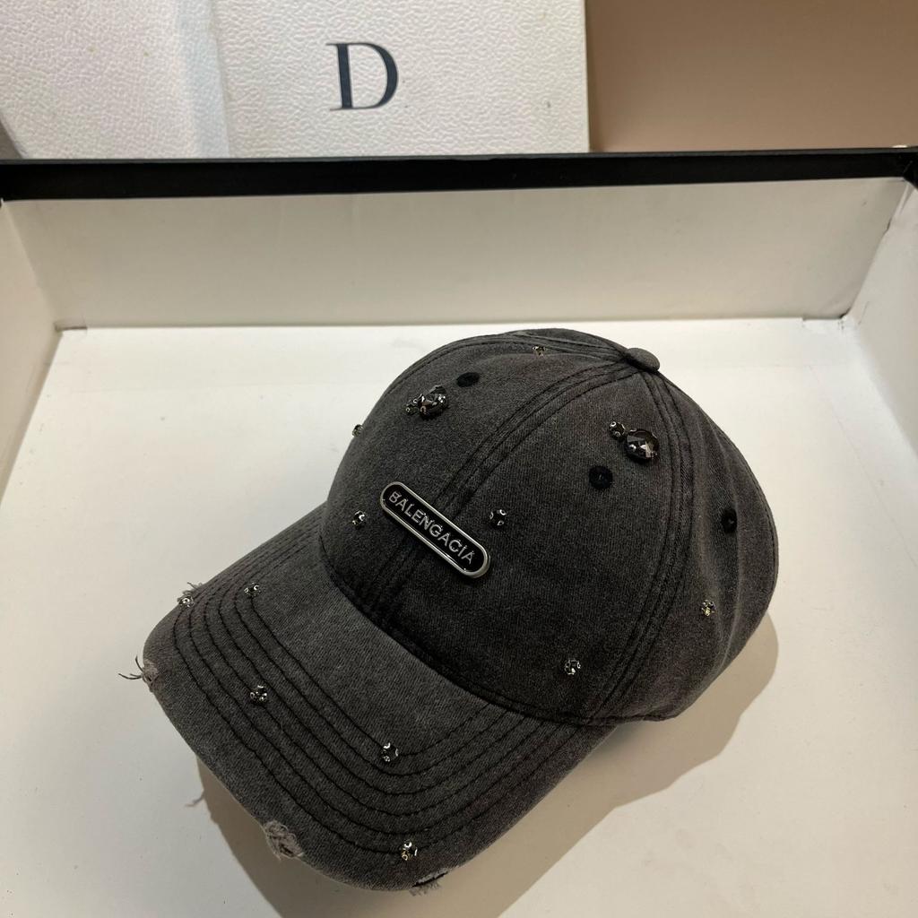 Alphabet French Paris Design Light Luxury Rhinestone Baseball Cap, Spring And Summer Soft Top Retro Washed Cap
