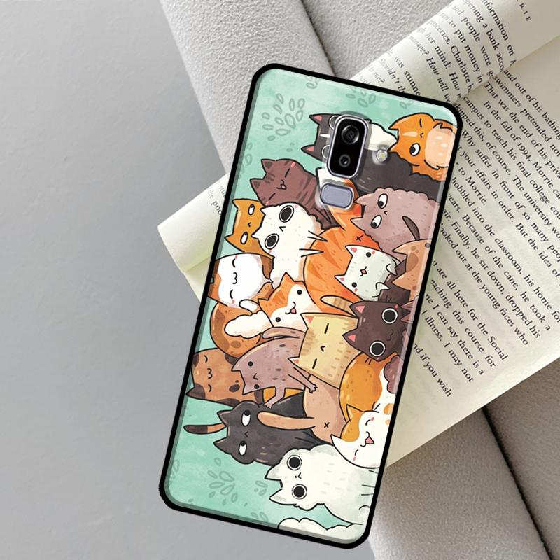 Cute Kawaii Cat Case For Samsung Galaxy J4 J6 Plus A6 A7 A8 A9 J8 2018 A3 A5 J1 2016 J3 J5 J7 2017 Cover