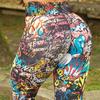 Fitnessové vysoce elastické běžecké sportovní legíny tréninkové jógové kalhoty kreslené nápisy graffiti s vysokým pasem dámské