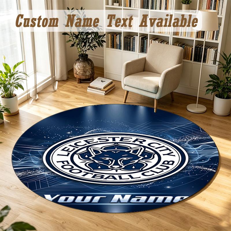 Round Rug Custom NameLeicester City Pattern Non Slip Carpet Home Floor Decor