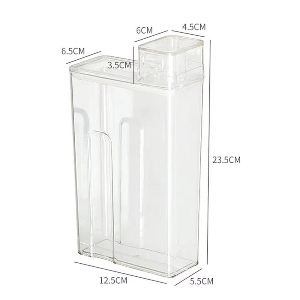 Transparent Laundry Detergent Dispenser Bottle Sealed with Measuring Cup Detergent Powder Tank Large Capacity 1.3L