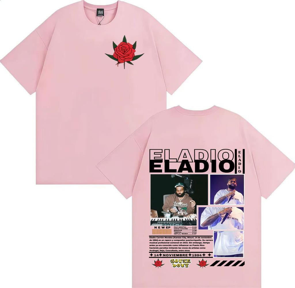 Rapper Eladio Carrion New Album 2025 Fashion Oversized Tshrit Men Pop Crewneck Double Sided Print Short Sleeve Tshrits Teenagers