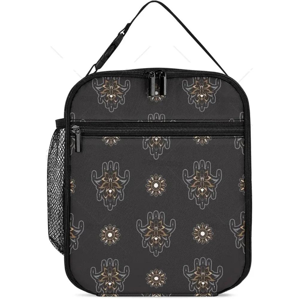 Cute Gothic Skull Insulated Lunch Bag Portable Lunch Box Reusable High Quality and Large Quantity Tote Bag for Women Men