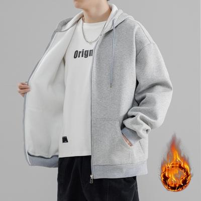 Oversized Loose Men's Hooded Cardigan Spring and Autumn Zipper Cardigan Sweatershirt Jacket Baseball Uniform Jacket