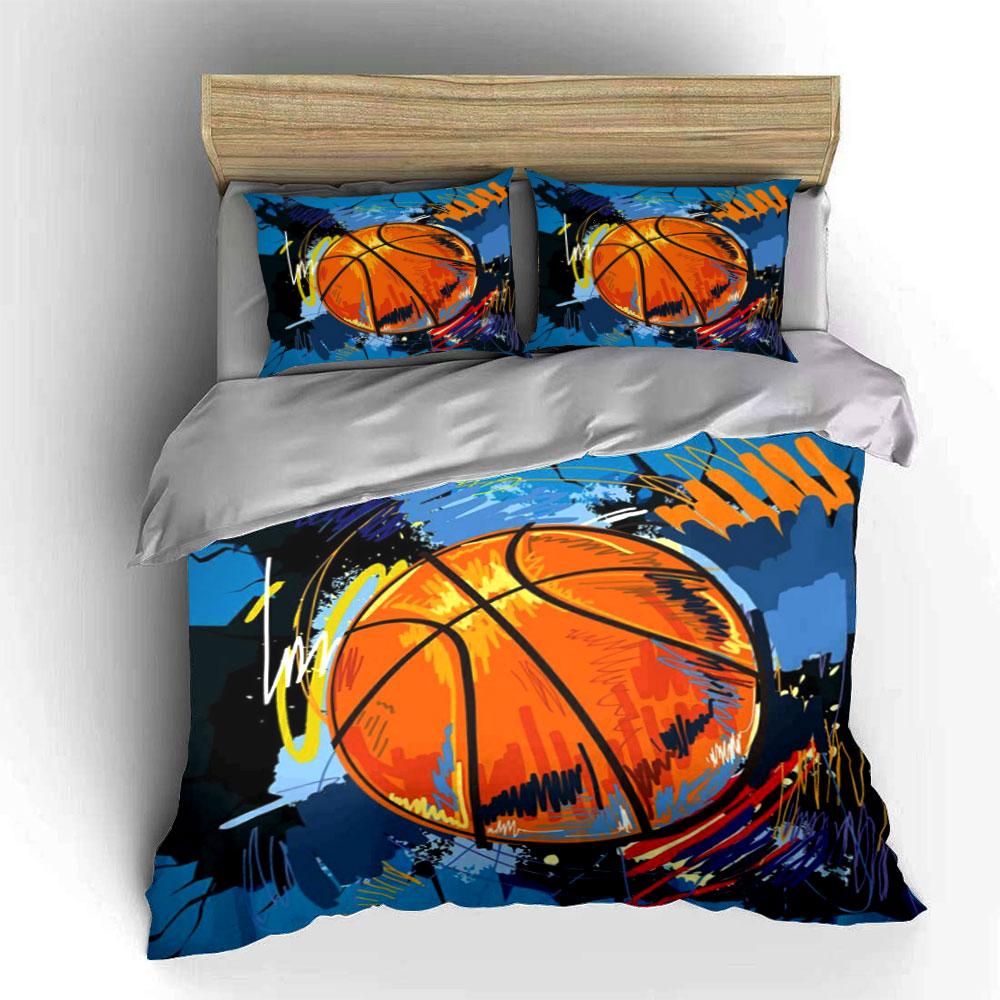 Basketball Abstrakte Kunst Set Mehrere Größen Kinder- und Schlafzimmer für Erwachsene Exquisites 3-teiliges Bettwäsche-Set, Geschenk