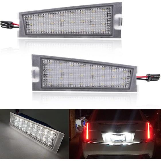 Xenon White LED License Plate Lights for Buick Encore Verano Enclave Envision LaCrosse Cadillac CTS XTS SRX ELR Chevy Equinox GMC Acadia Terrain Rear