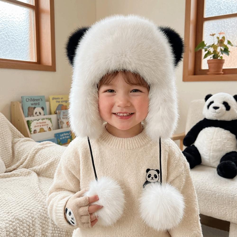 54cm-56cm/60cm Plush Ear Flap Hat Polyester Winter Warm Hat Windproof Cold Proof Hat Cold Weather
