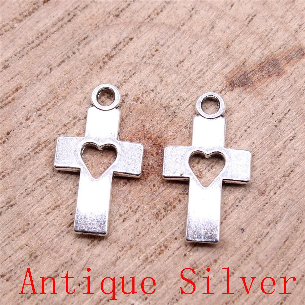 Heart Cross Shaped Charms Pendant For Bracelet Necklace Jewelry Making Craft Findings
