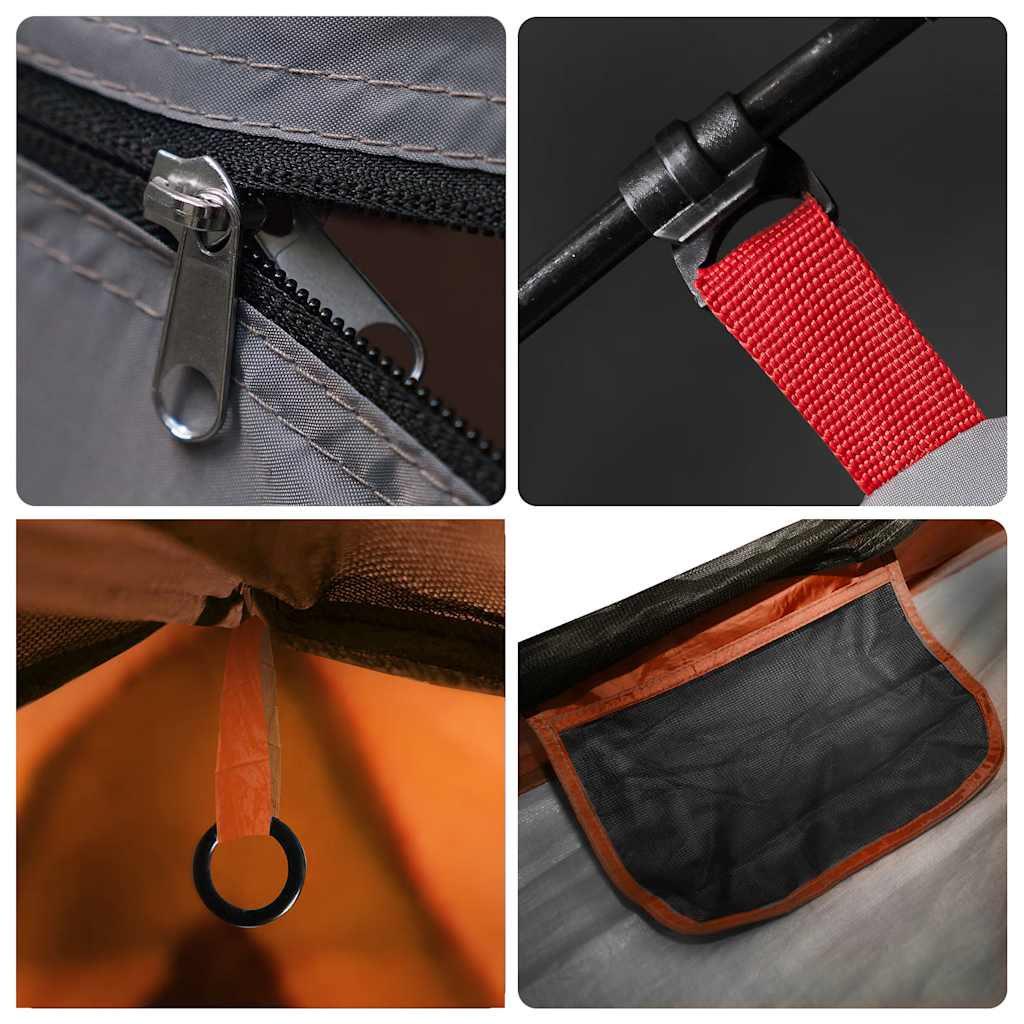 4 Person Camping Tent Grey and Orange Quick Release Waterproof