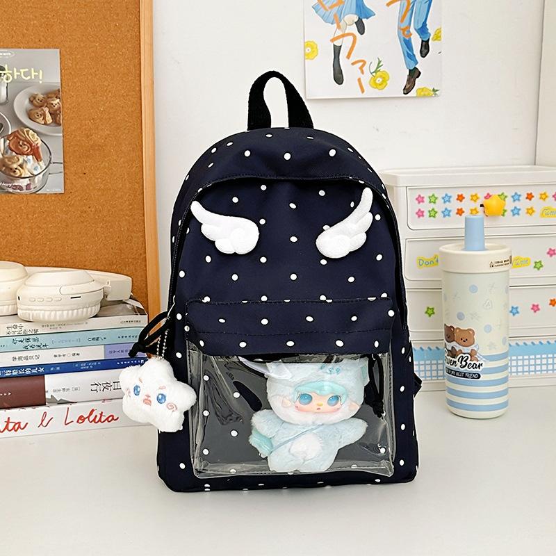 Schoolbag Japanese Two-dimensional Transparent Baby Bag Cute Backpack Trend Polka Dot High-value Female Student Schoolbag Bar Pain Bag