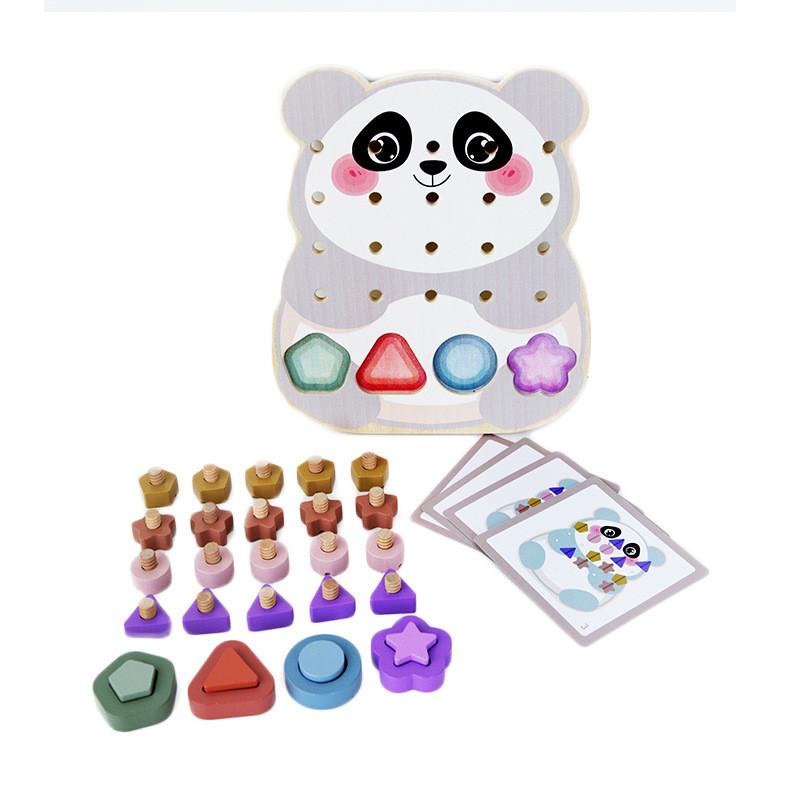 

Wooden Childrens Lion Panda Shaped Qin And Combination Disassembly Matching Toy For Early Learning Panda