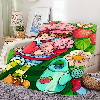 Niedliche S-Erdbeer-S-Shortcake-Decke Hautfreundlicher Komfort Warm Weich Plüschdecke Geeignet Sofa Wohnzimmer Büro Schlafzimmer