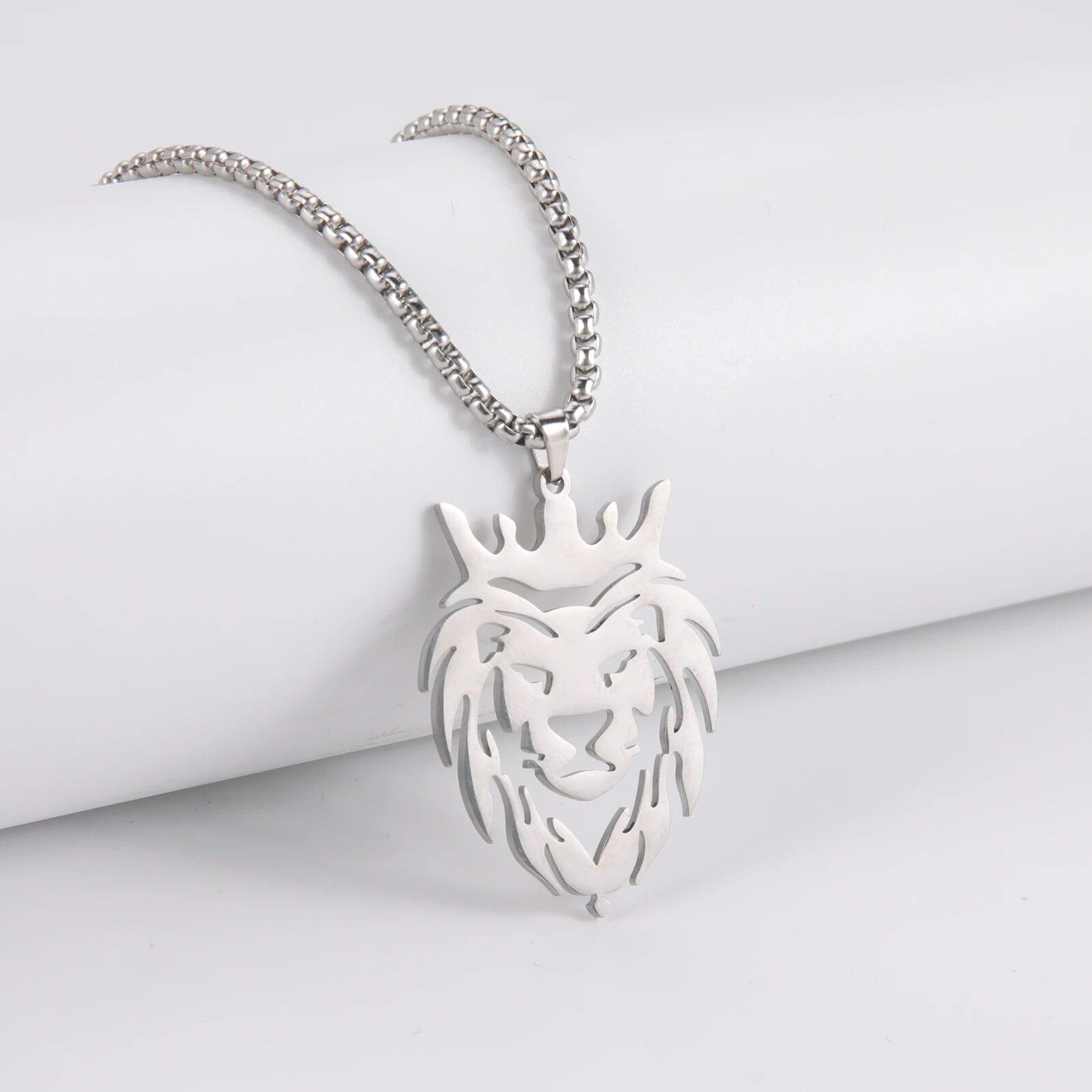 

Нержавеющая сталь Лев с королевской короной ожерелья с подвеской в ​​виде животного мужская коробка-цепочка-колье ожерелье для женщин ювелирные изделия вечерние мужские подарки 60cm