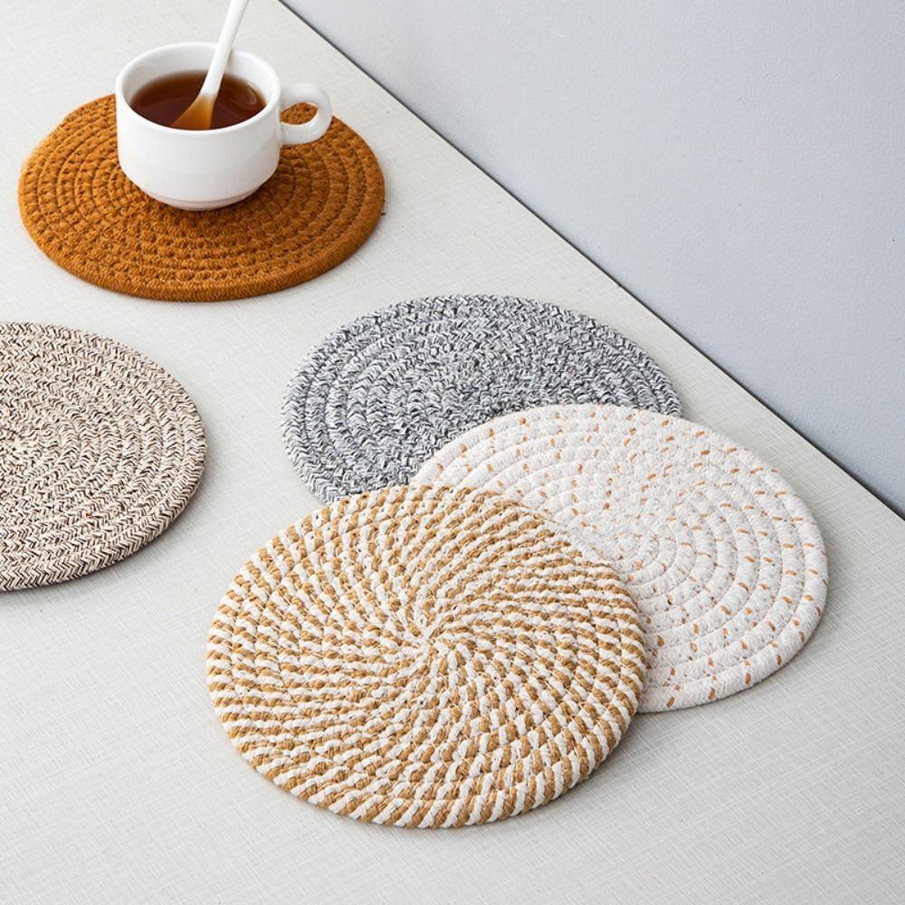 4 Stück 18-33cm Untersetzer für heiße Gerichte Große gewebte Topflappen Getränkeuntersetzer Arbeitsplattenschutz