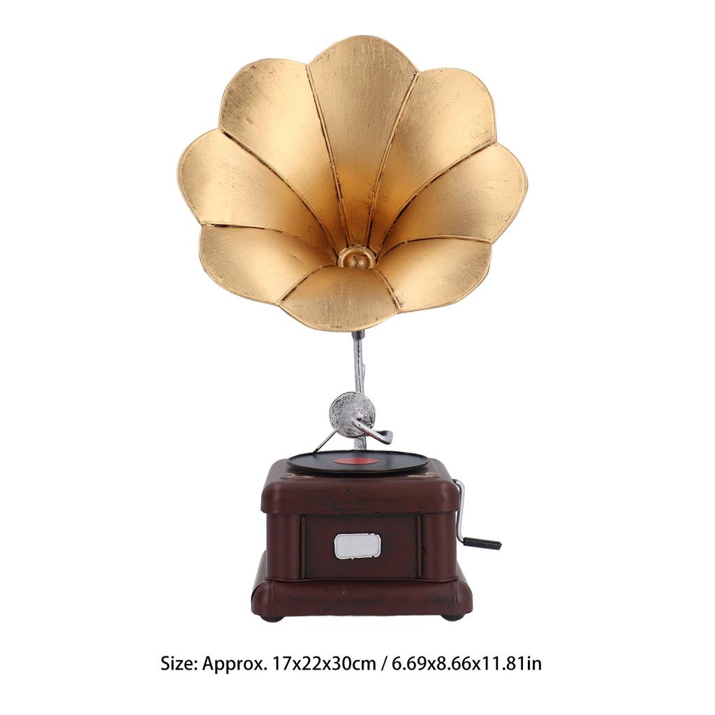 Phonograph im Vintage-Stil Europäische Ornamente Grammophon Dekoration Eisen Schallplattenspieler Modell Handwerk für Zuhause