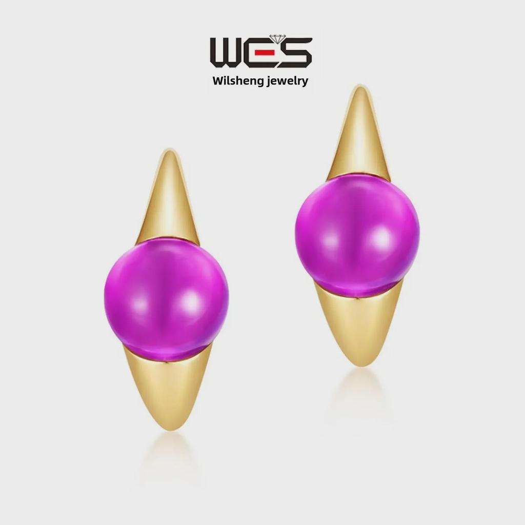 Cross-Border Egg-Shaped Candy Earrings for Women: S925 Silver, Colored Gemstones, European & American Classic Fashion.
