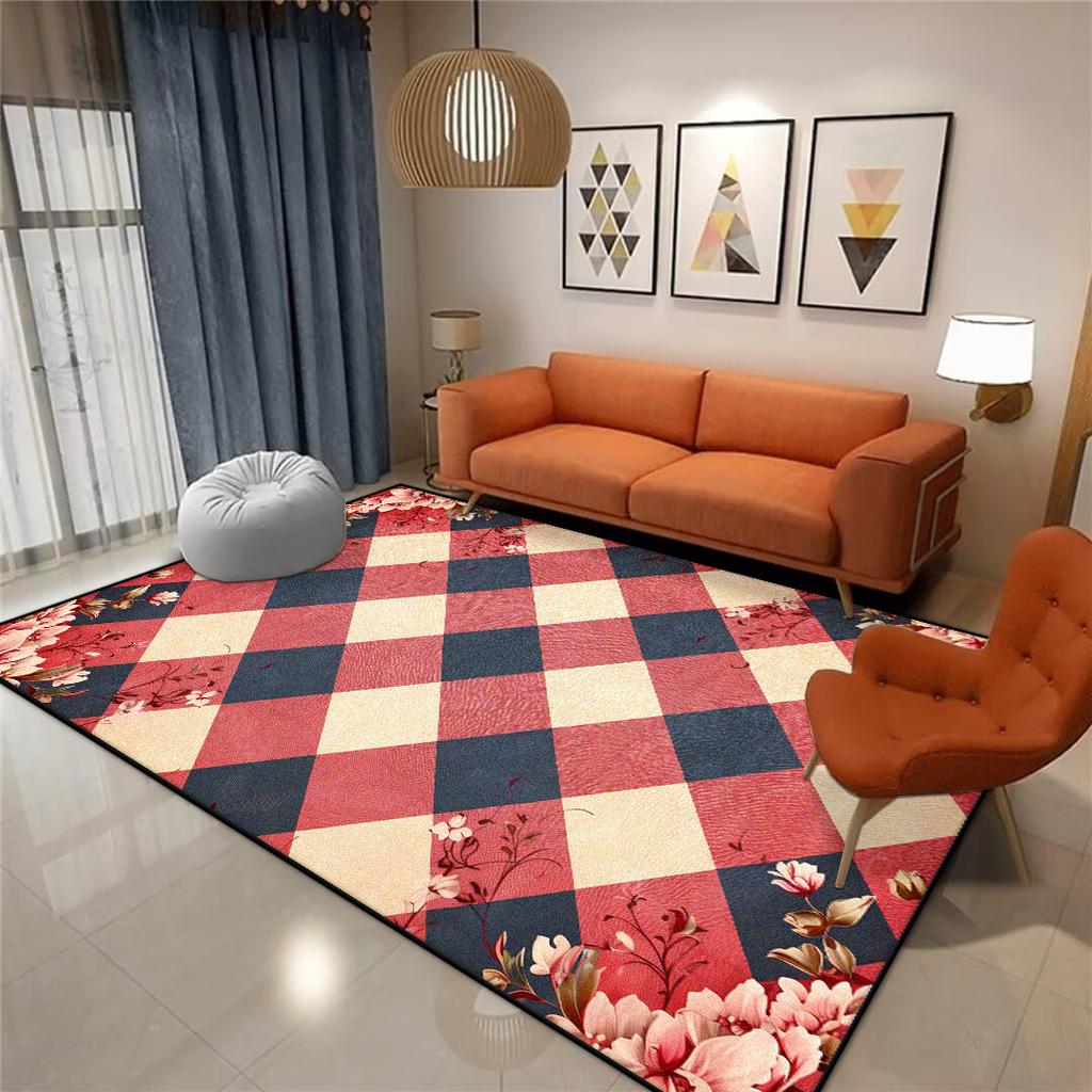 Nordic Style Geometric Rugs Modern Aesthetics Decoration Home Carpet Luxury Green Bedroom Non-slip Washable Mat Living Room