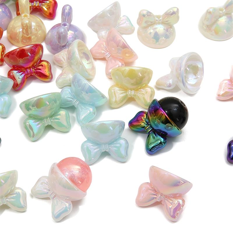 Acrylic Rabbit Bow Beads Charm Loose Spacer Beadsfor DIY 4pcs