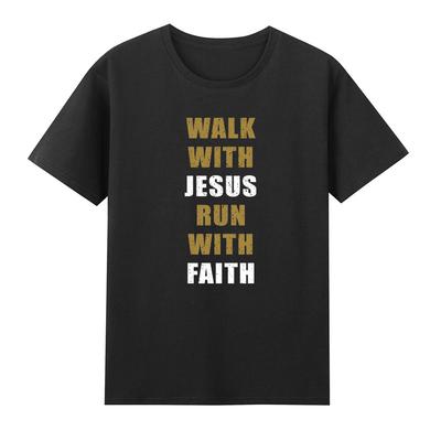 Gehe mit Jesus Christus Laufe mit Glauben Gott Christliche Überzeugungen T-Shirt
