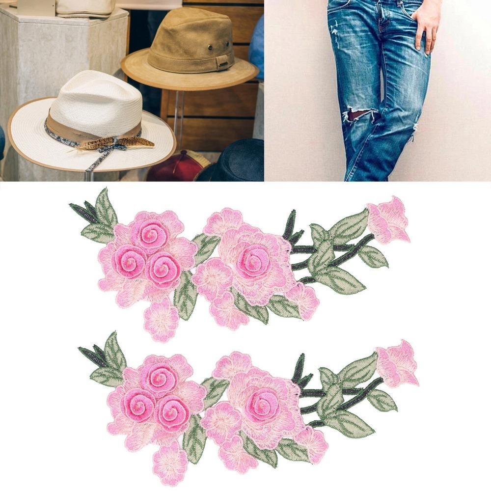 2pcs Cotton DIY Clothing Accessories Flower Design Flower Cotton Patch Unique Iron-On Patch Vests розы красного