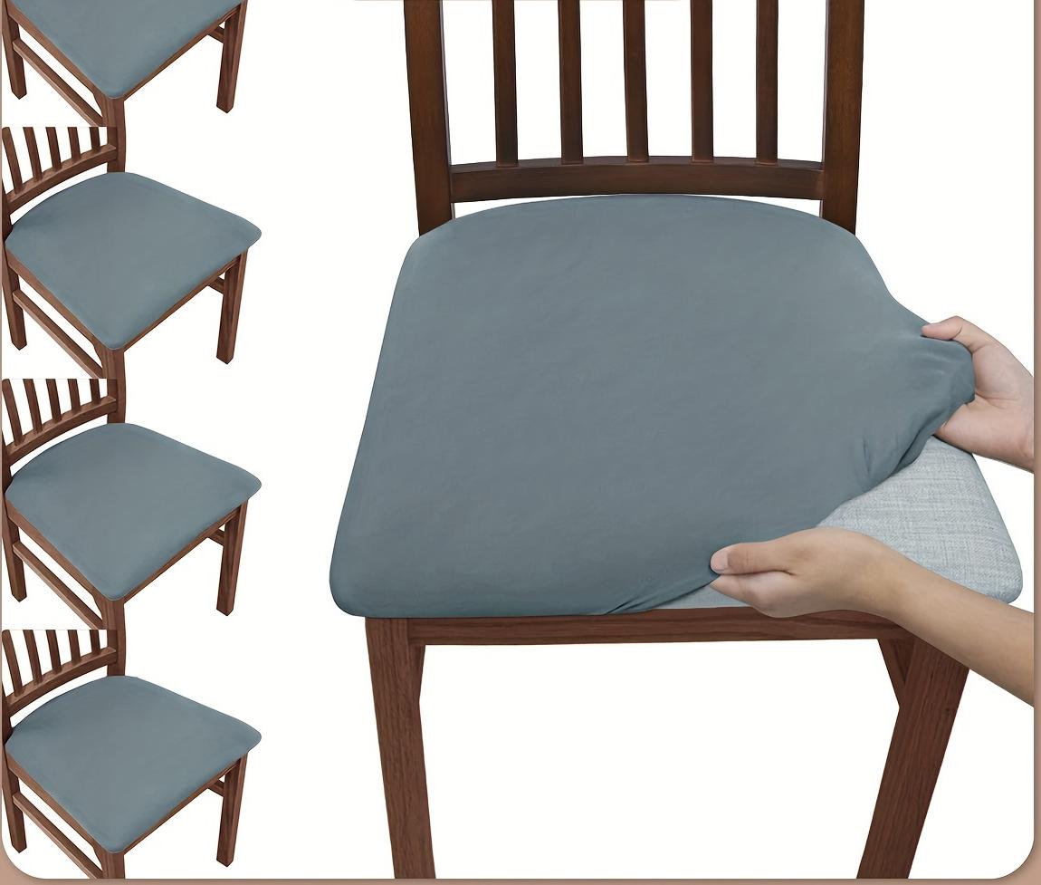 

4/6 шт. однотонный матовый высокоэластичный чехол для стула простой мягкий удобный чехол для сиденья стула пылезащитный чехол для стула 4pcs серый