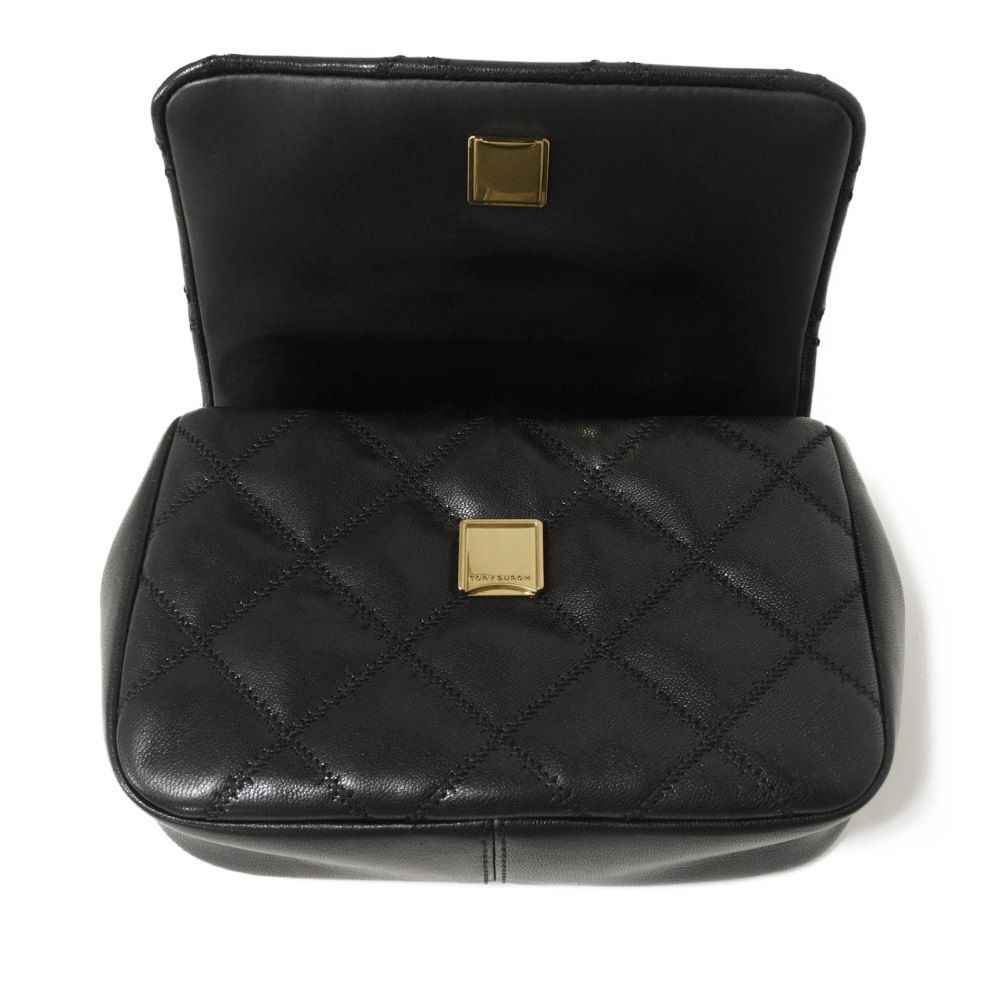 Used Willa Mini Top Handle Bag (10833) 153399 7922 Goat Quilted 2-Way Chain Double T Logo Black Women's from Japan