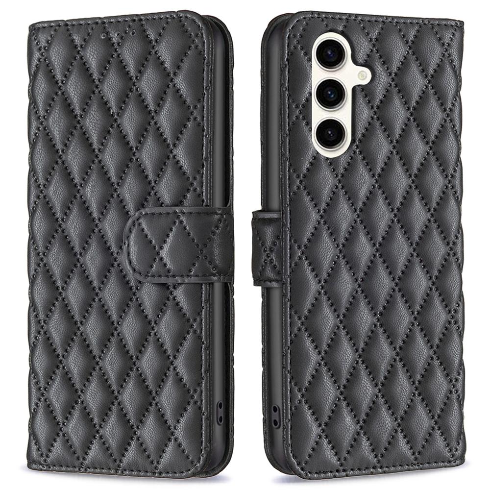 

For Samsung Galaxy M35 5G Leather Phone Case Rhombus Grid Pattern Black