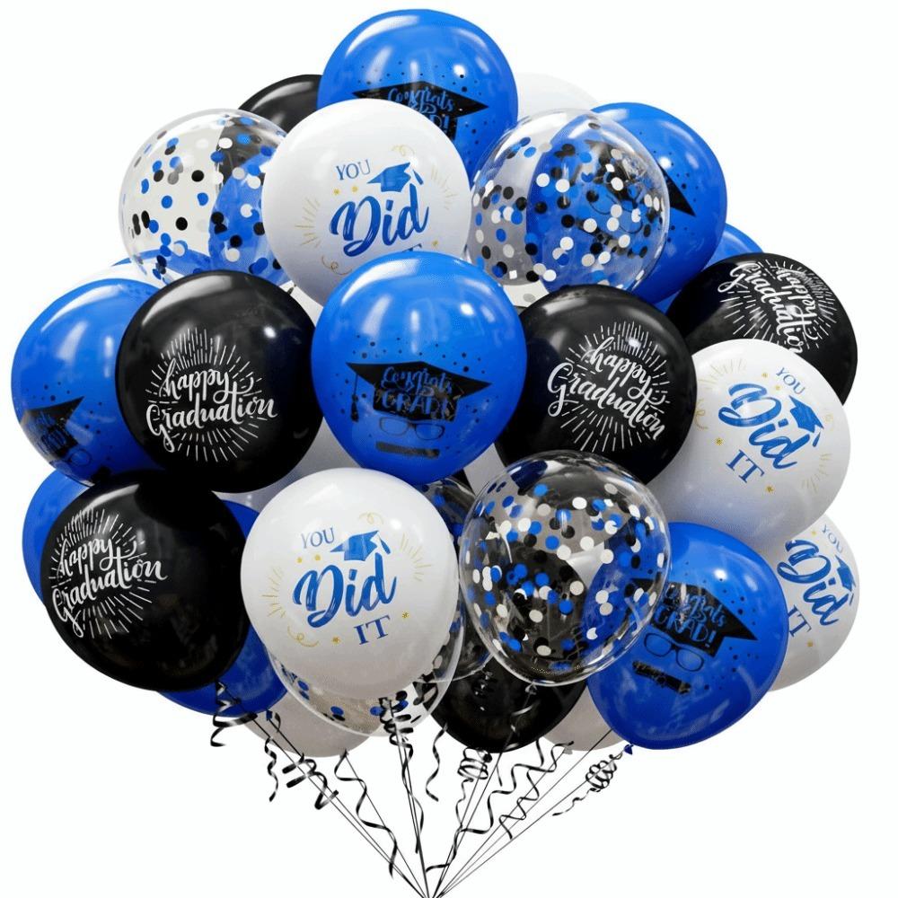 Black Gold Graduation Decorations Cap Printing Latex Balloon Confetti Balloon School Celebration