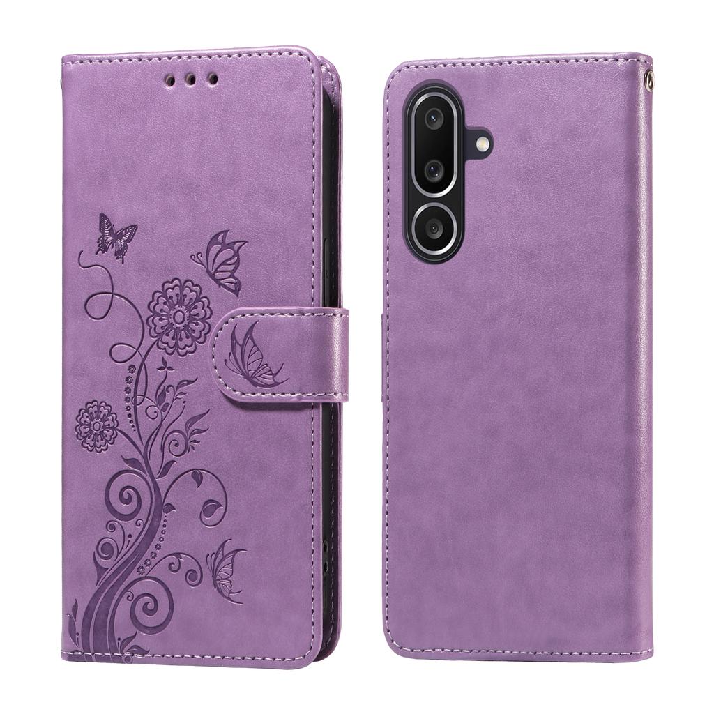 For Samsung Galaxy M56 5G Leather Case Butterfly Floral Imprint Wallet Stand Cover