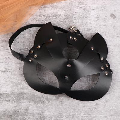Women Sexy Half Face Fox Cosplay Cat Leather Anime Mask With Rivet Punk Collar For Halloween Party Masquerade Ball Fancy Masks