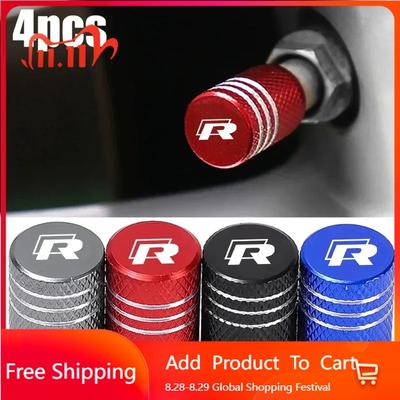 2026 Hot Sticker for Volkswagen VW 4Pcs Car Wheel Rim Tire Valve Stem Caps Rline 2023 2022 2017 2013 Jetta Passat Auto Airtight