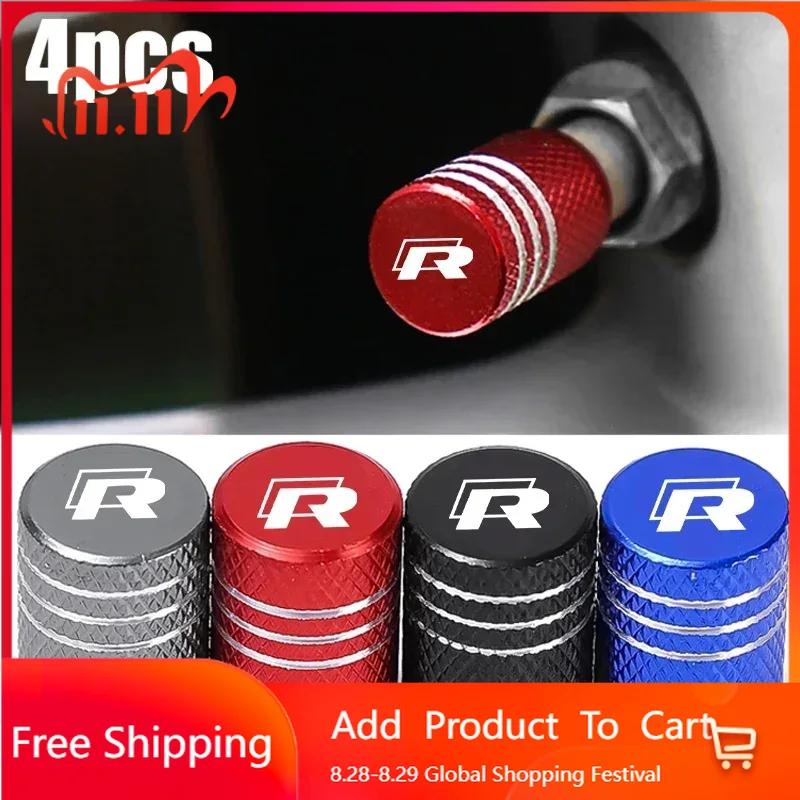 2026 Hot Sticker for Volkswagen VW 4Pcs Car Wheel Rim Tire Valve Stem Caps Rline 2023 2022 2017 2013 Jetta Passat Auto Airtight