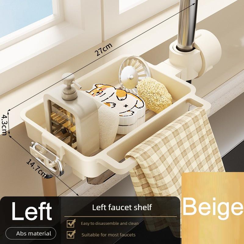 Kitchen ABS Sink Drain Rack Sponge Storage Faucet Holder Soap Drainer Shelf Basket Organizer Bathroom Accessories