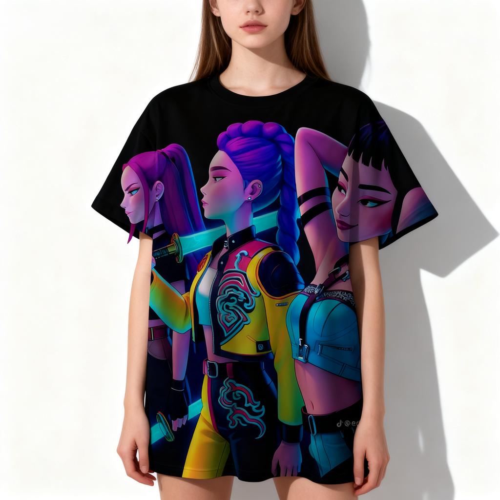 Kpop Hexenjagd Team Gaza Herren Team T-Shirt Anime 3D Damenbekleidung T-Shirt Geschenk