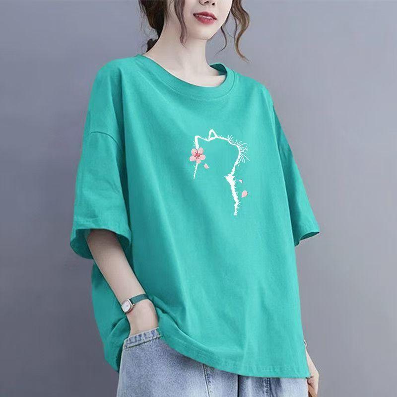 Summer Women Cotton Short-sleeved T-shirt Women Loose Tops