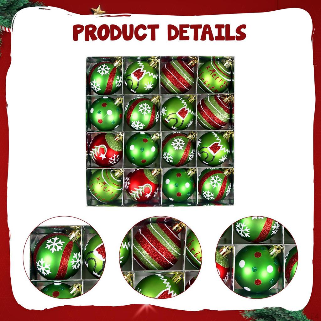 16 Stycken Julkulsdekorationer Dekorativa Julkulor Prydnader Träddekorationer för