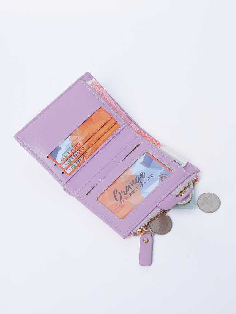 Stylish Mini Women's Wallet / Premium PU Leather Bi-fold Credit Card Holder Minimalist Solid Color Portable Zippered Coin Purse