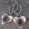 Vintage Gorgeous Heart-shaped Red Stone Pendant Earrings Women's  Holiday Party Silvery Plated Retro Jewelry Accessories