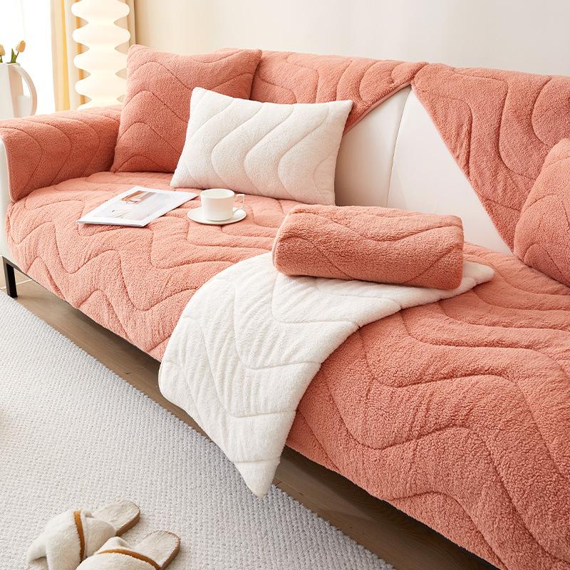 Nordic Quilting Wave Sofa Cover for Living Room Non-Slip Thick Plush Couch Cushion Mat Corner Sofa Cover Sofas Towel Home Decor